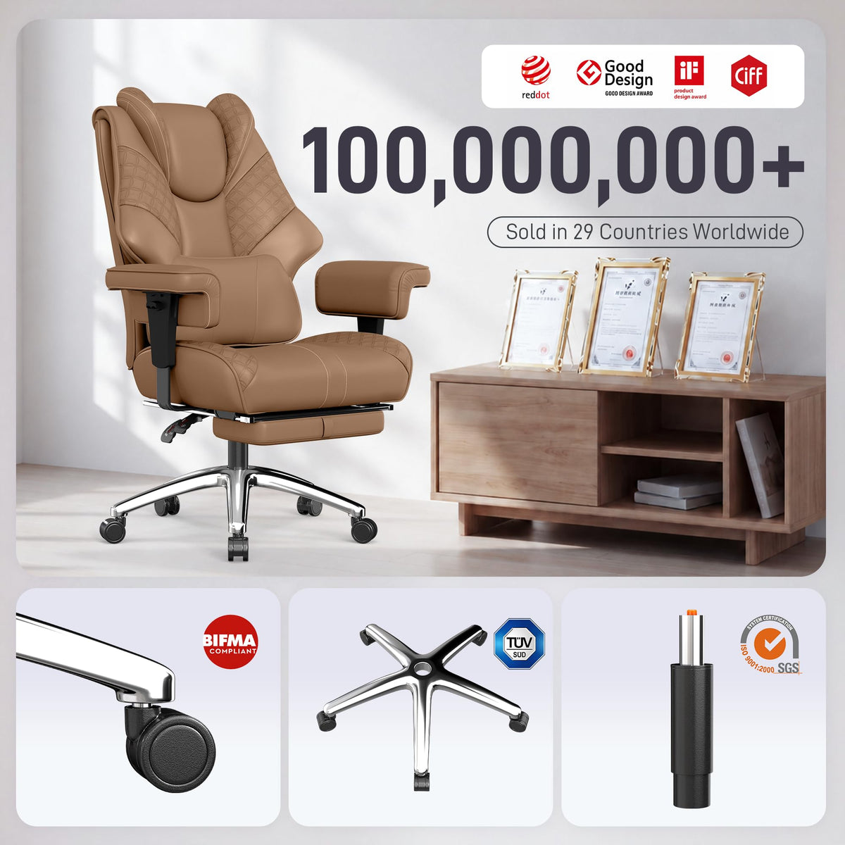 Big and Tall Executive Office Chair with Footrest and Lumbar Support N783779