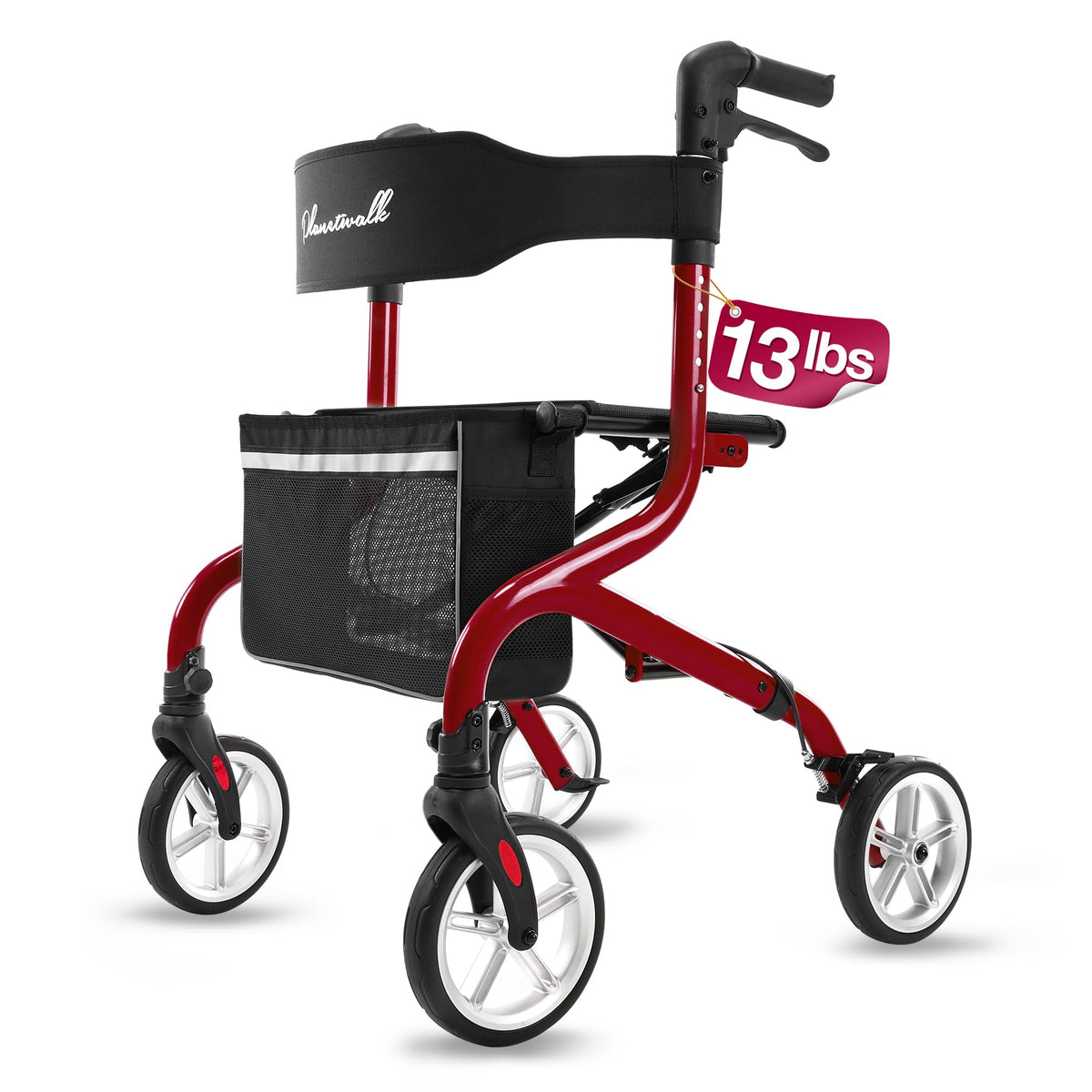 Lightweight Foldable Rollator Walker with Seat and 8" Rubber Wheels H188568