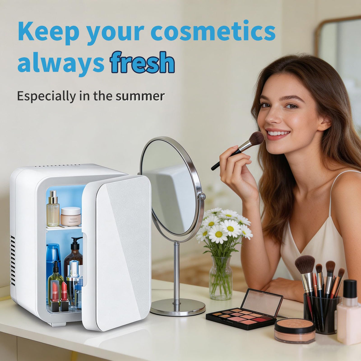 4L 6 Can Mini Fridge with Glass Door White G805646