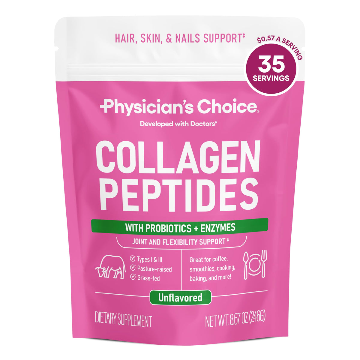 Collagen Peptides Protein Powder Grass Fed 35 Servings W7957
