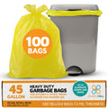 Yellow 40-45 Gallon Heavy Duty Trash Bags, 1.5 Mil, 100-Count A990