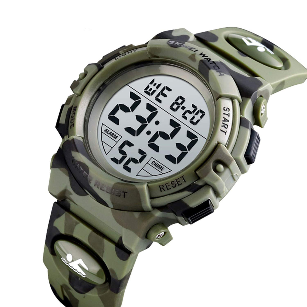 Camouflage Pu Strap Digital Display Waterproof Watch G979011