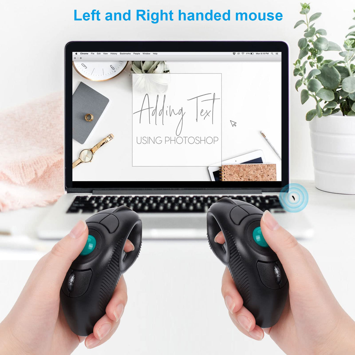Wireless USB Handheld Finger Trackball Mouse Y6554