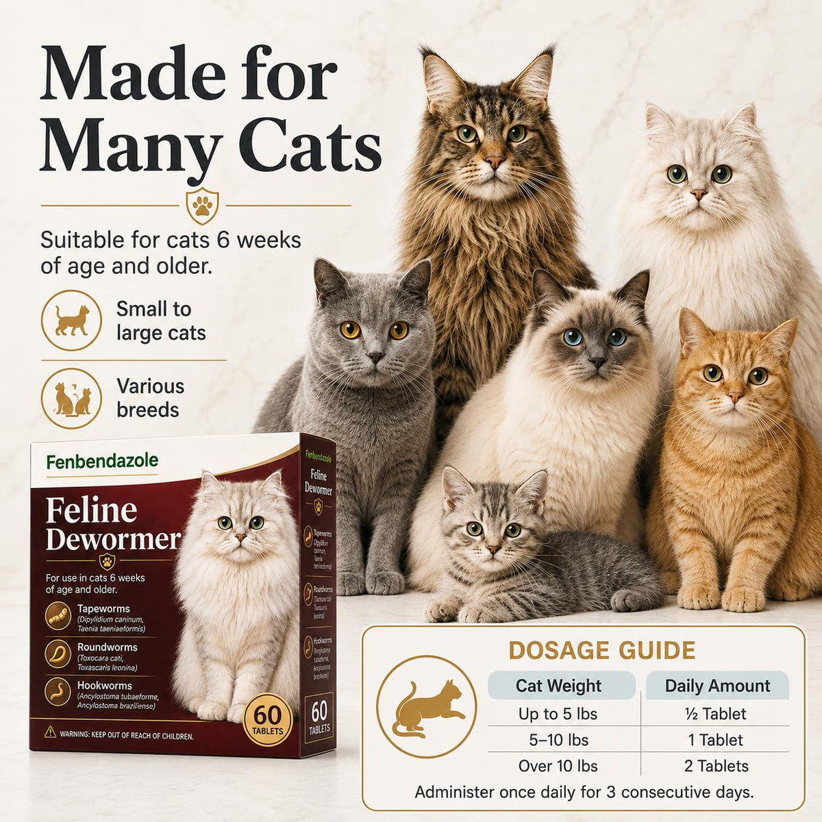 Cat Dewormer Tablets 60 Tablets Y508519