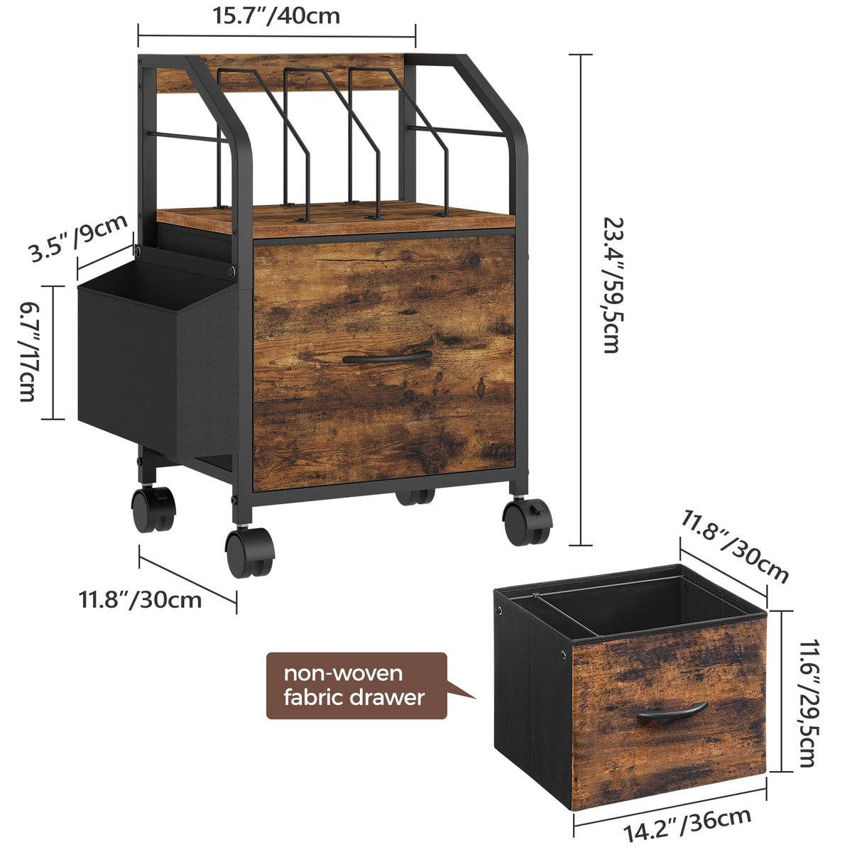 Small Rolling File Cabinet E611