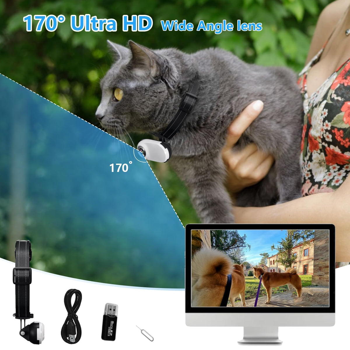 1080P Wireless Mini Pet Camera Collar Y308
