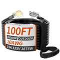 100ft 10 Gauge Waterproof Outdoor Extension Cord Black K121628