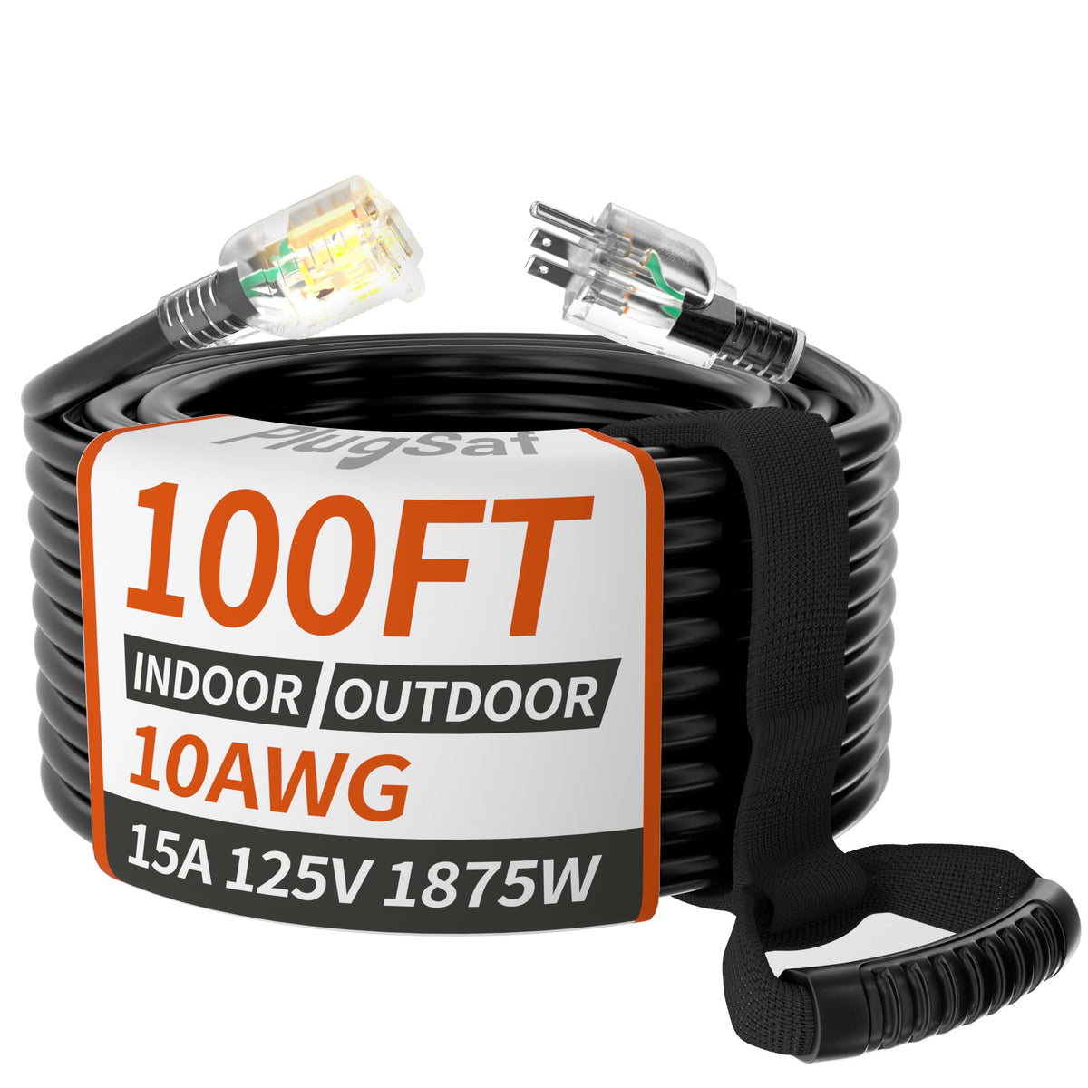 100ft 10 Gauge Waterproof Outdoor Extension Cord Black K121628