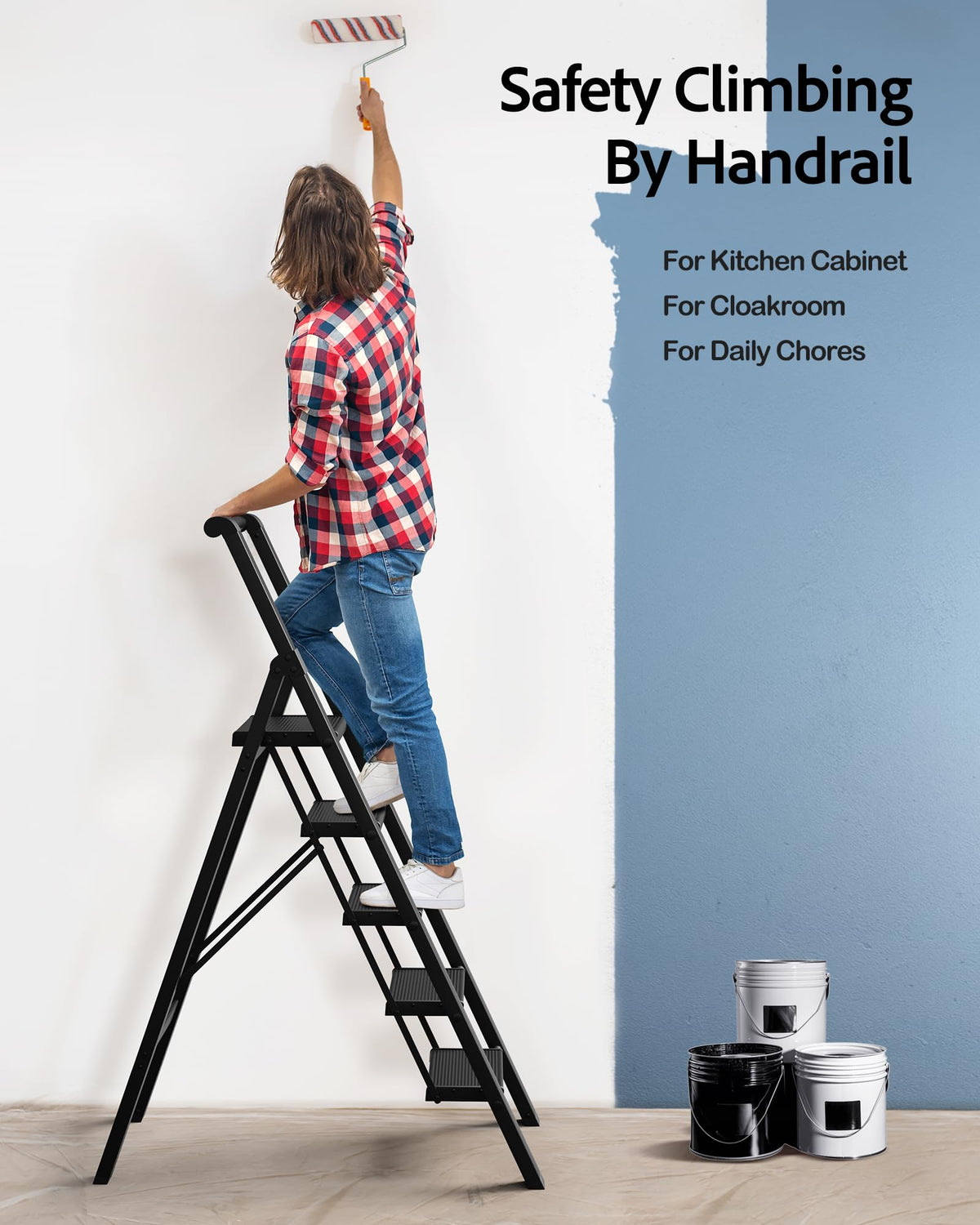 5 Step Aluminum Folding Ladder Q1987
