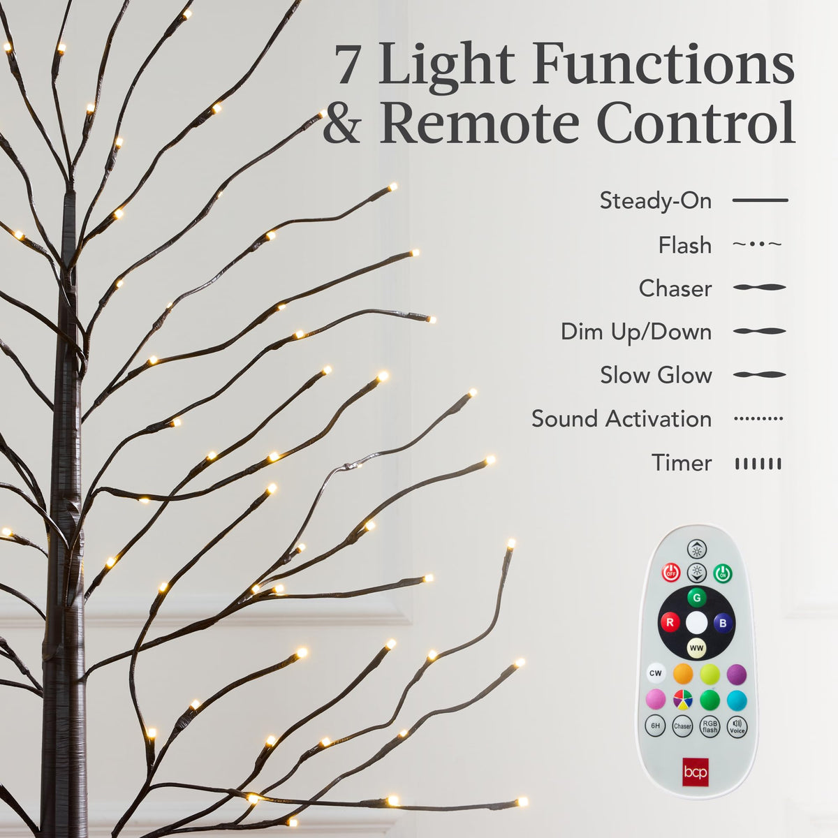 4ft 6ft 8ft Lighted Birch Tree 3Pk with LED Lights K53753