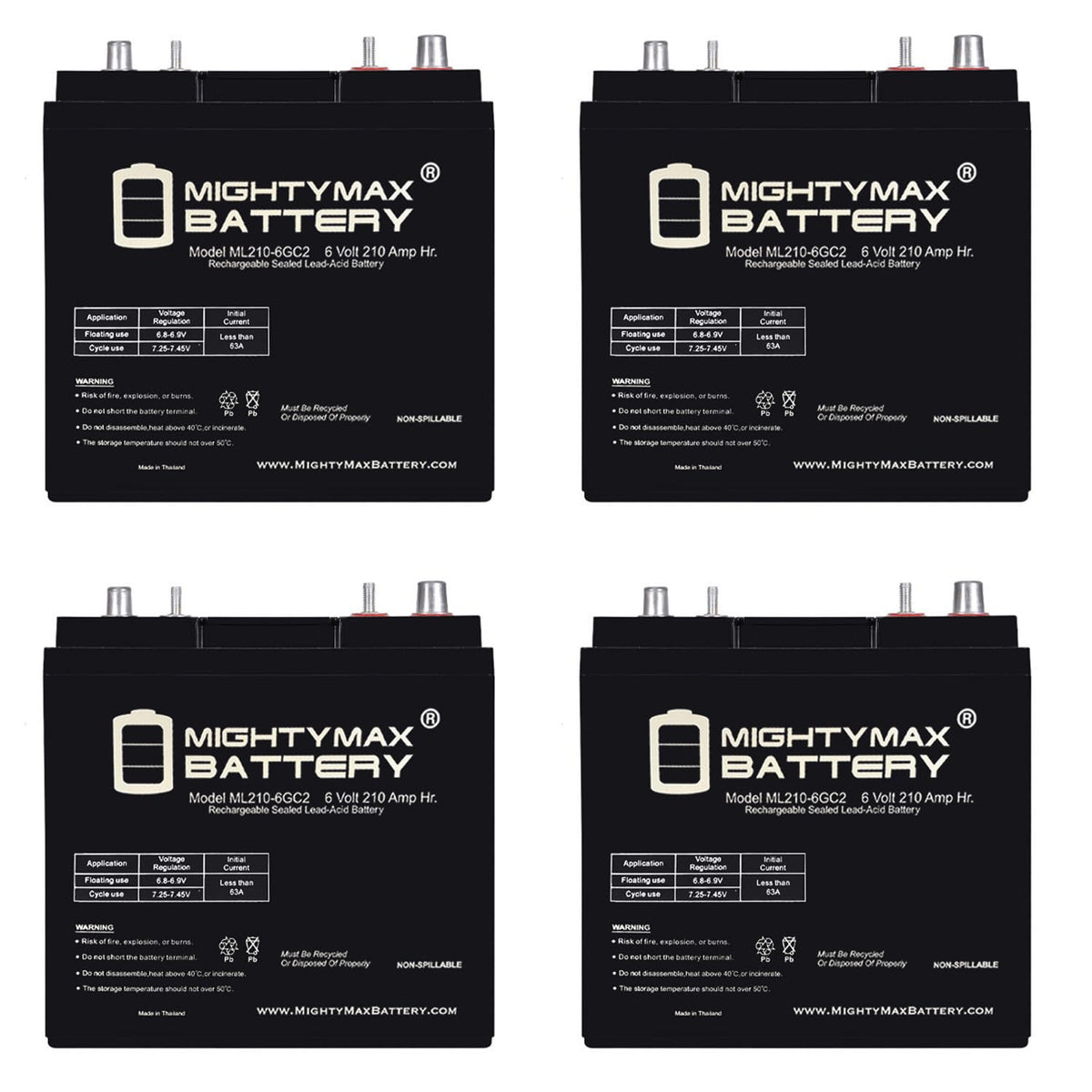 6V 210AH Deep Cycle AGM Battery 4 Pack H682802