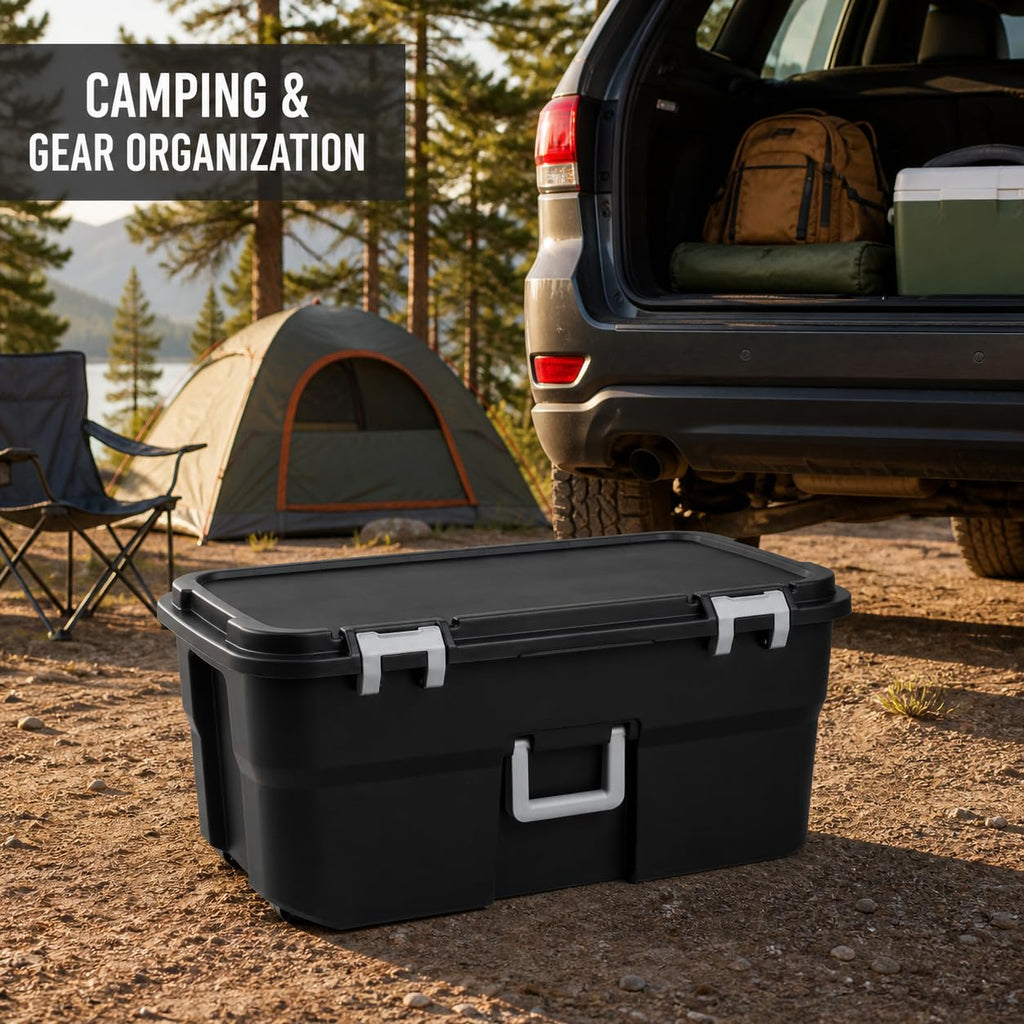 22 Gallon Wheeled Black Storage Trunk Q1876
