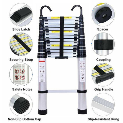 20.34 FT Aluminum Telescoping Ladder 330 Lb Capacity R38509