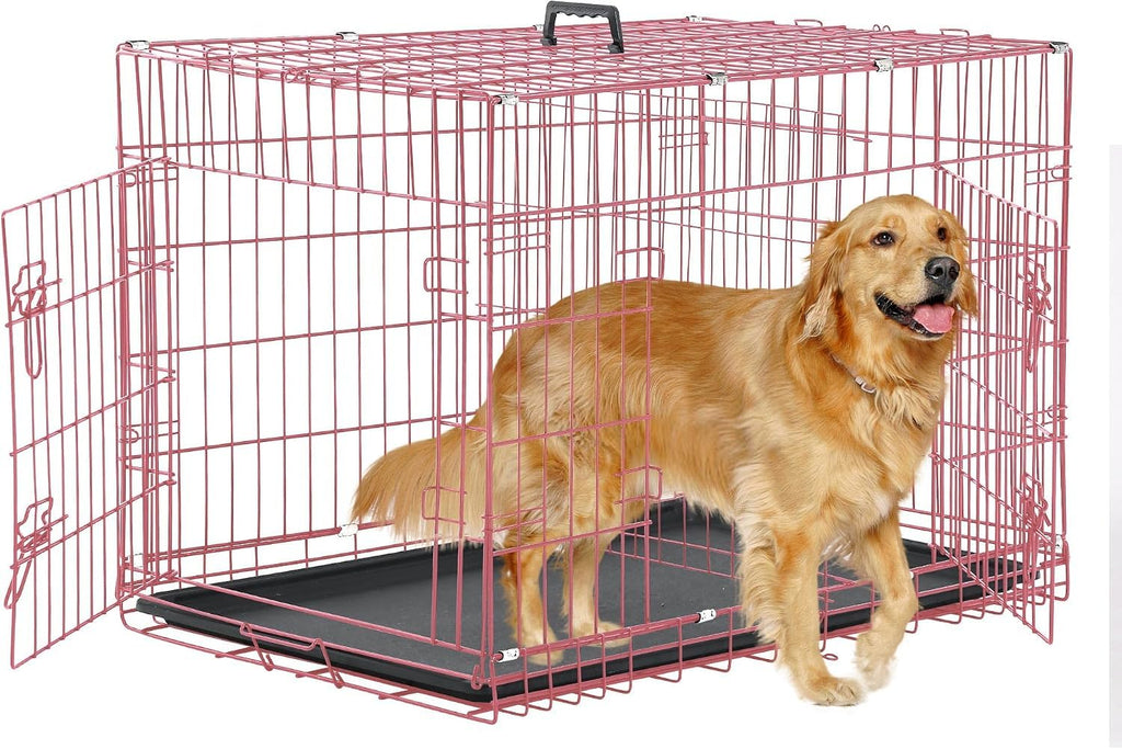 36 Inch Foldable Metal Dog Crate with Double Doors J606