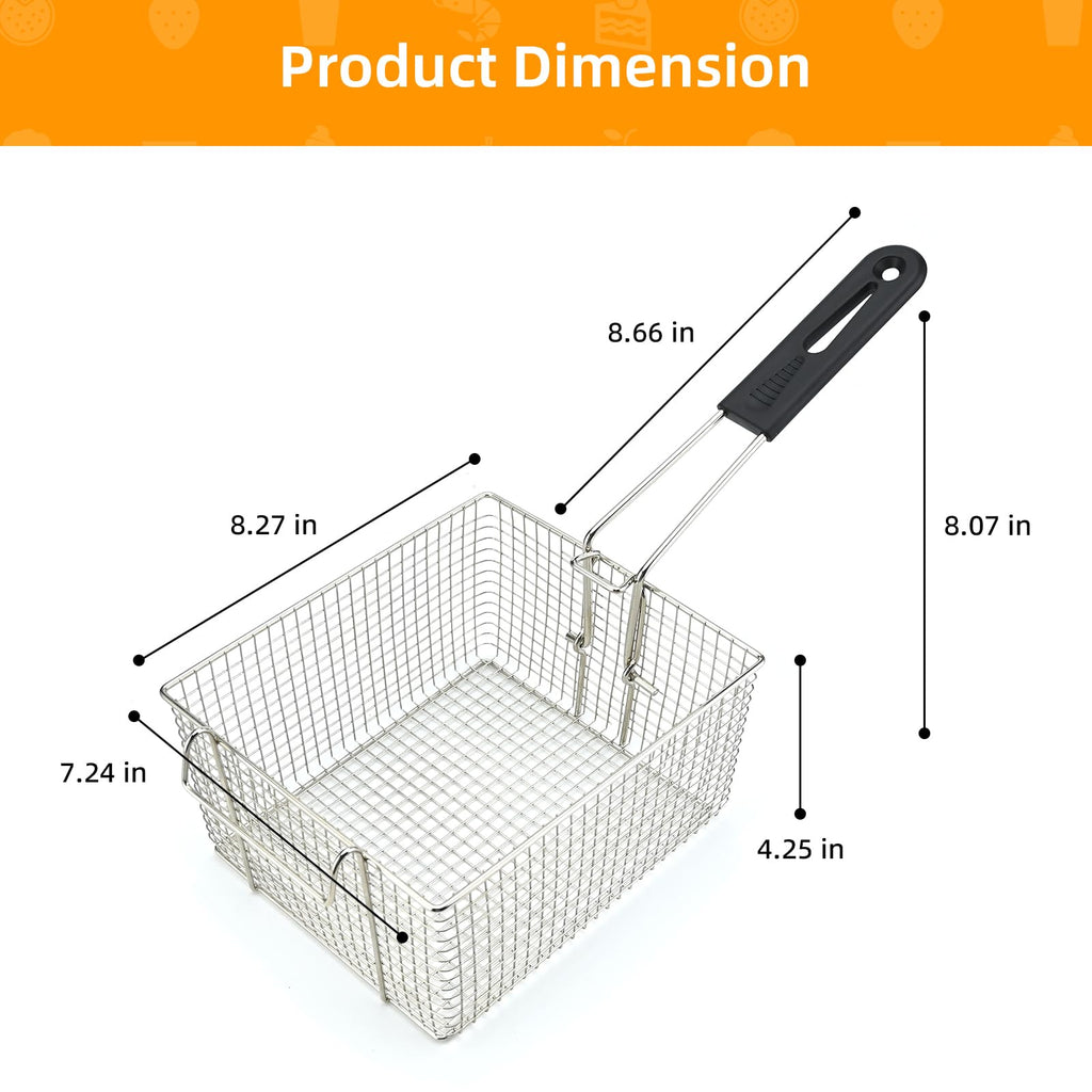 Electric Fryer Basket with Rubber Handle Grip, 2 Pcs D2645