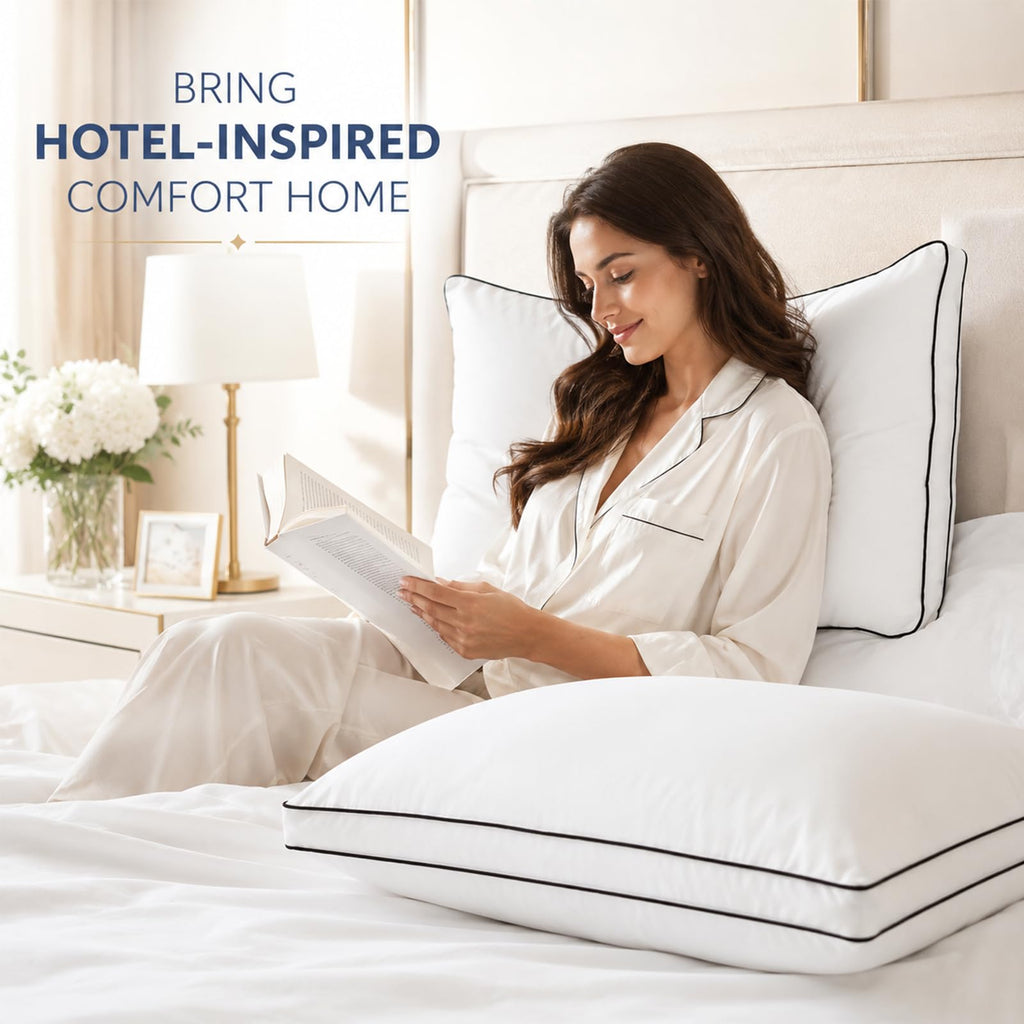 Queen Size Set of 2 Gusseted Bed Pillow M5209