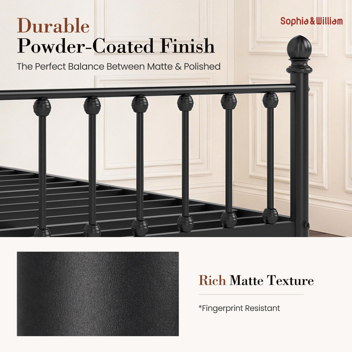 Full Size Metal Bed Frame with Tall Headboard O2078