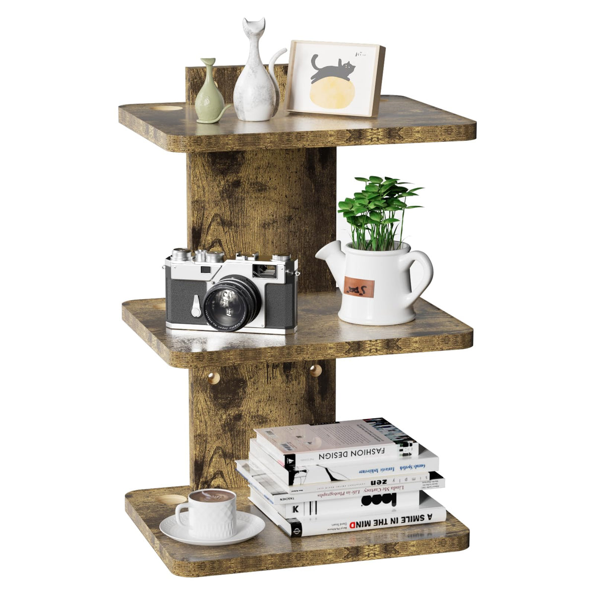 3 Tier Wall Mount Floating Shelf Vintage Brown D21329