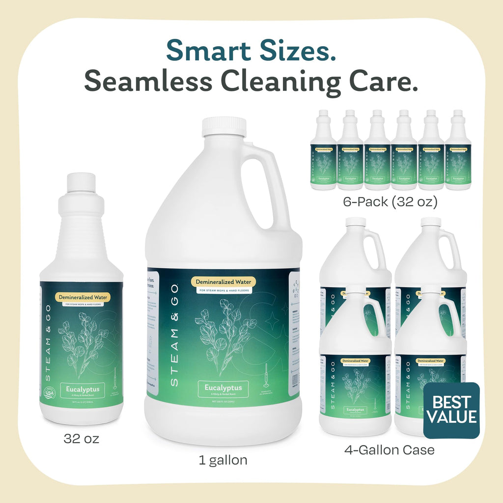 Demineralized Water for Steam Mop, Eucalyptus Mint, 32 oz Y882918