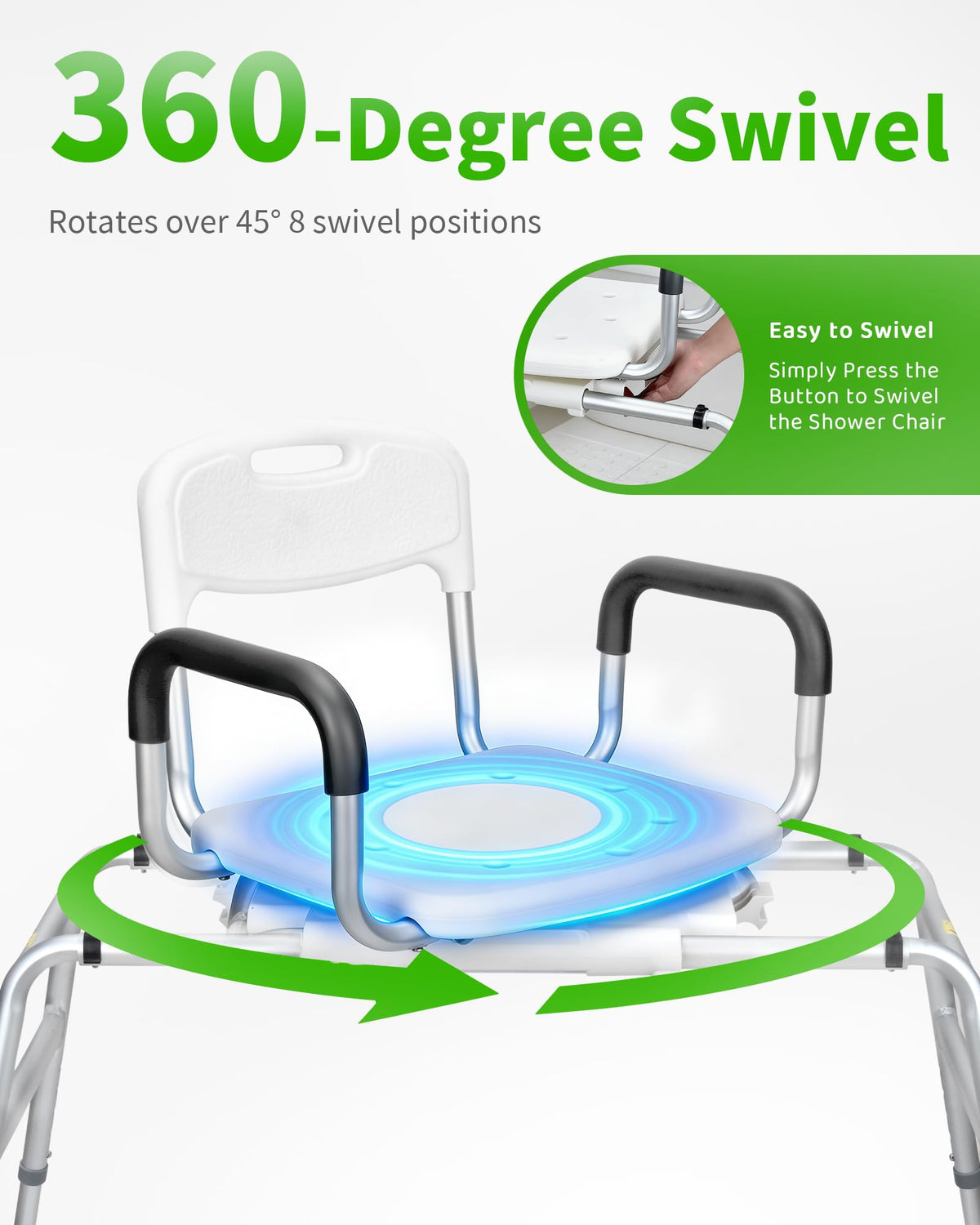 Heavy Duty Sliding Shower Chair with 360⁰ Swivel Seat P505948