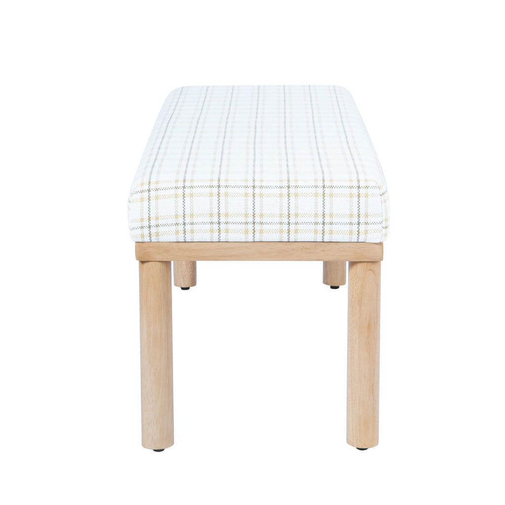Natural Plaid Woven Fabric Bench M6878