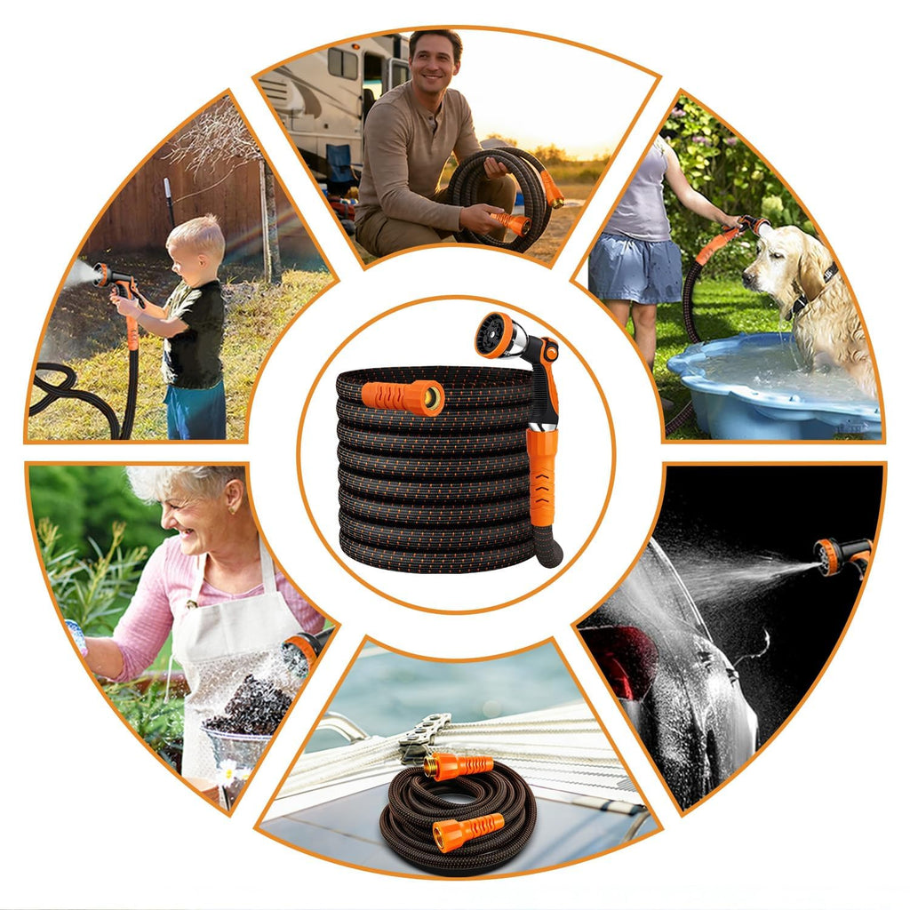 100FT Flexible Garden Hose with 10 Modes Nozzle C2088