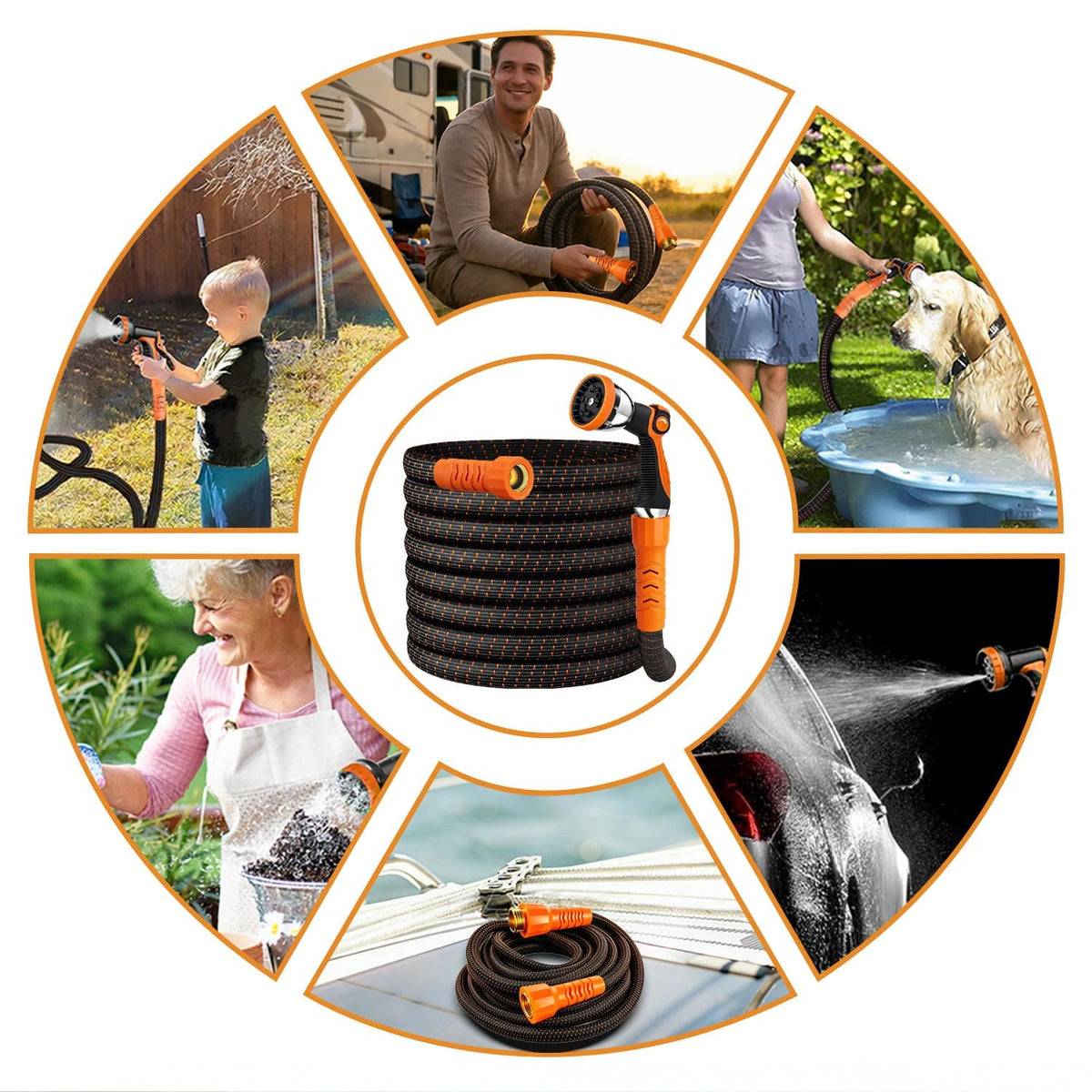 100FT Flexible Garden Hose with 10 Modes Nozzle C2088