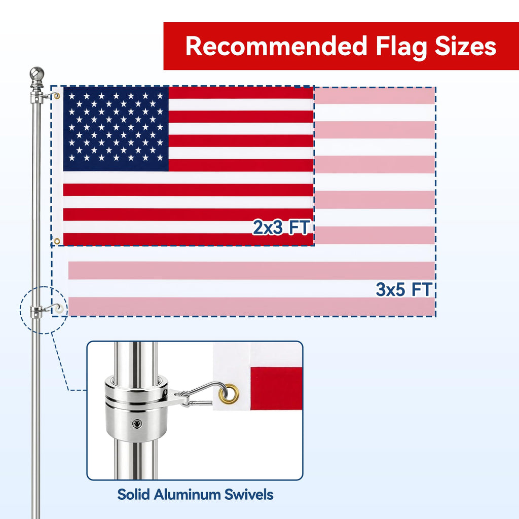 5FT One Piece Flag Pole T415468