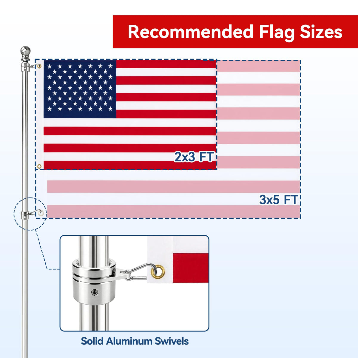 5FT One Piece Flag Pole T415468