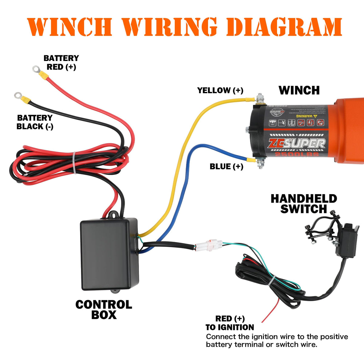 2500 lb Electric Winch 30ft Synthetic Rope 12V DC A2115