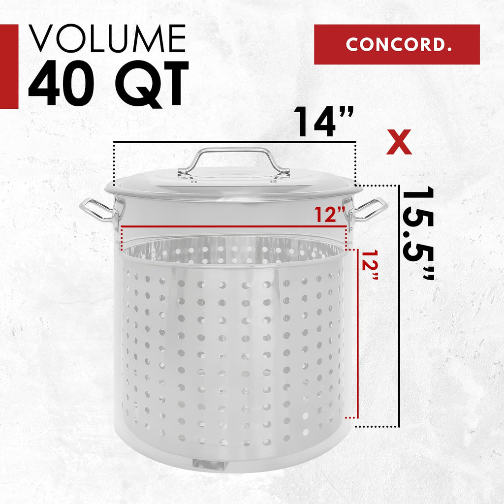 40 Quart Stainless Steel Stock Pot with Steamer Basket and Propane Stove P3619