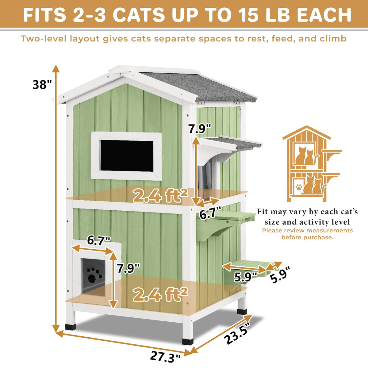 Weatherproof Wooden Outdoor Cat House G28258