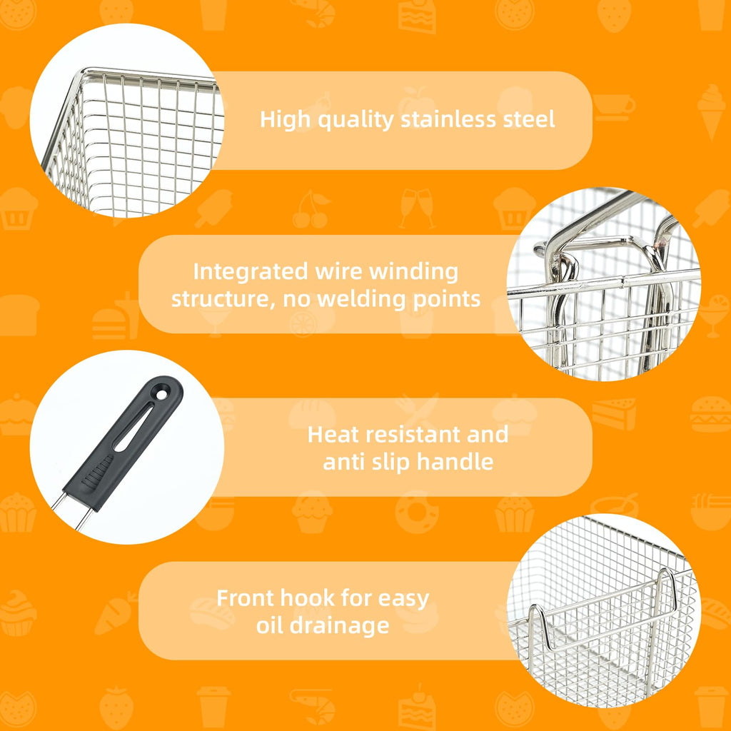 Electric Fryer Basket with Rubber Handle Grip, 2 Pcs D2645