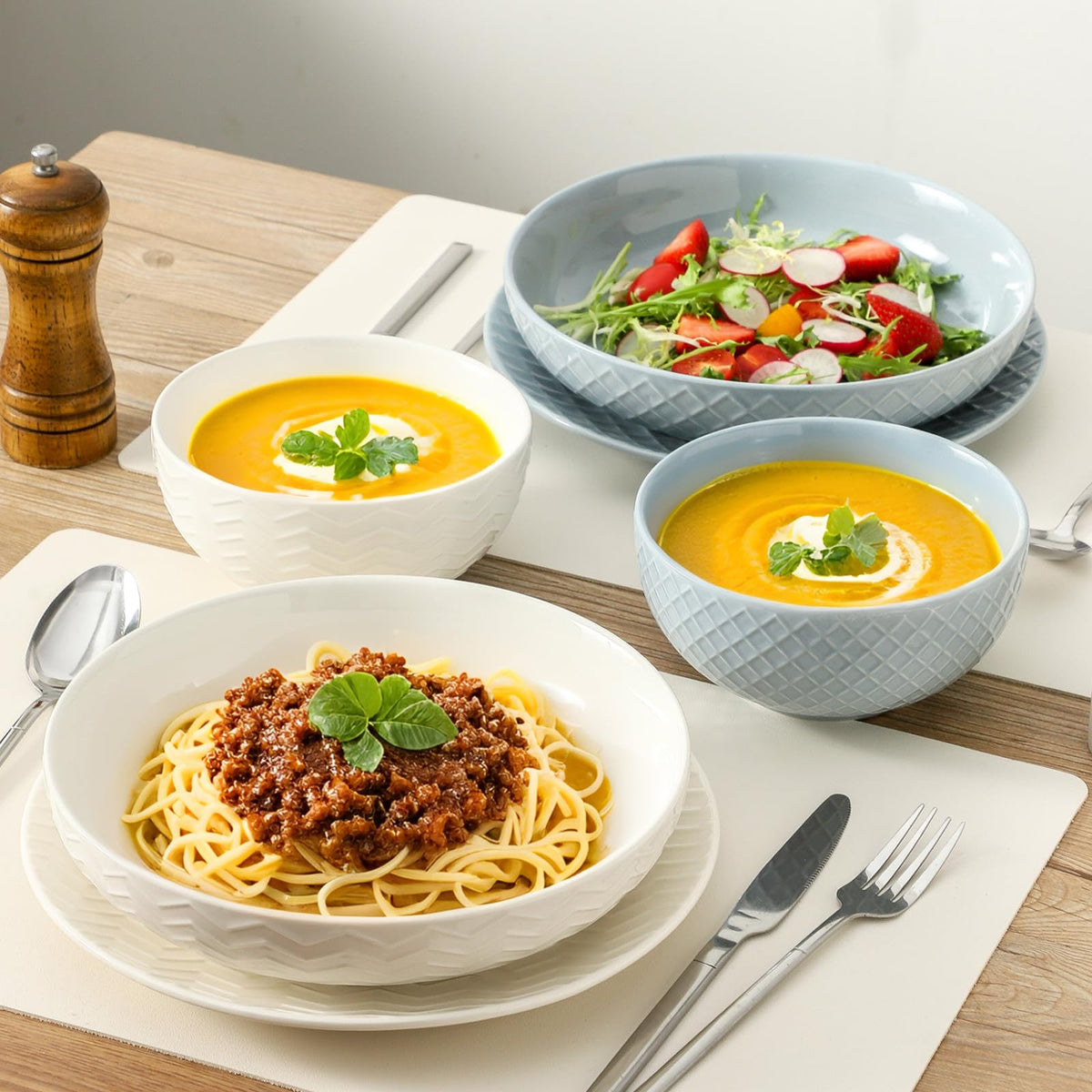 9.1'' 42 OZ Ceramic Pasta Bowls Set of 4 N621