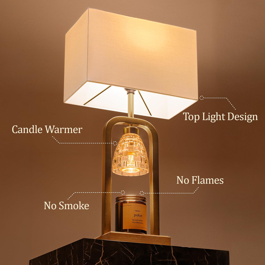 2 in 1 Gold Table Lamp with Candle Warmer H2261