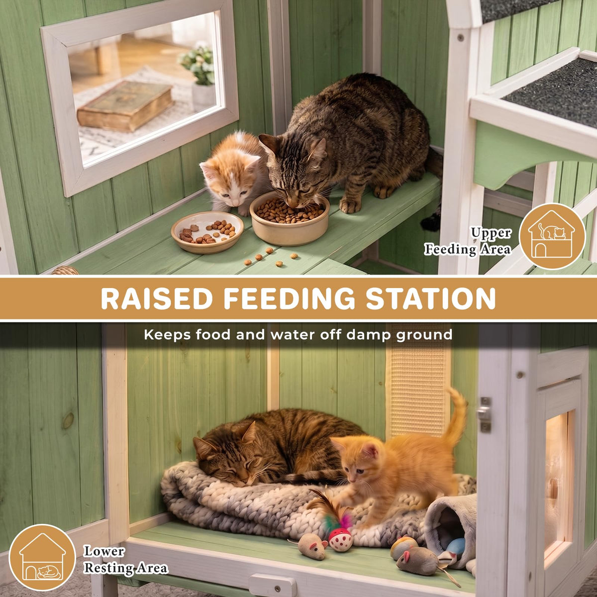 Weatherproof Wooden Outdoor Cat House G28258