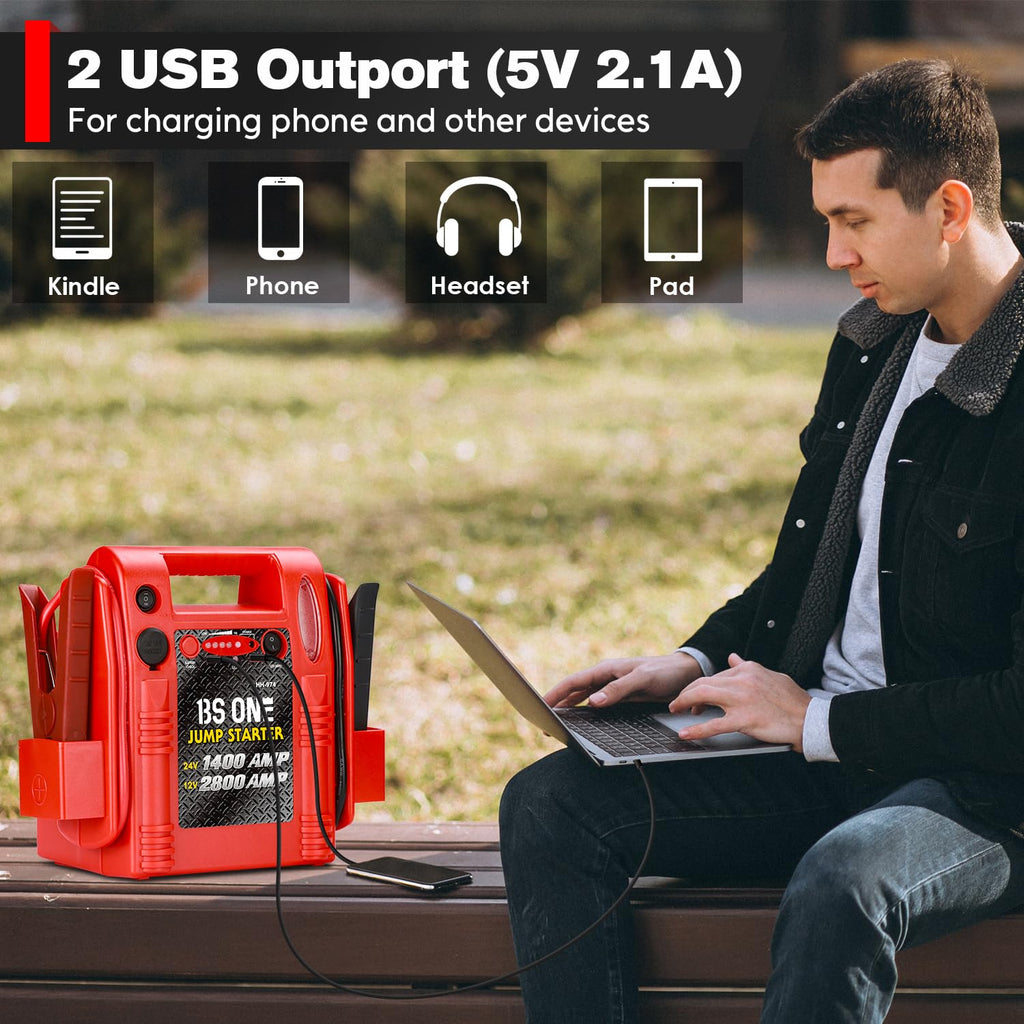 24V / 12V Heavy Duty Jump Starter with USB/DC Output and LED Light Q8097