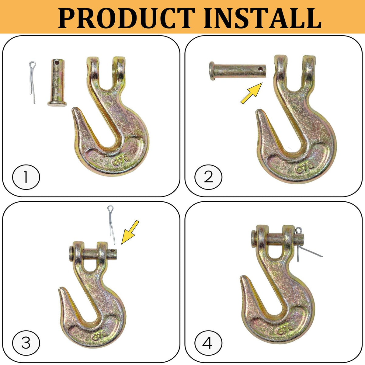 3/8Inch Grade 70 Clevis Grab Hooks 4 Pack N9143