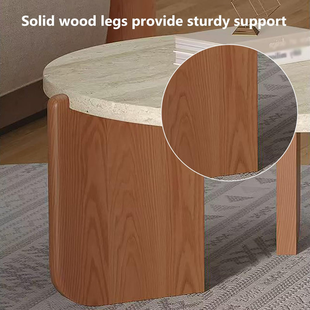 Solid Wood Stone Top Coffee Table C6554