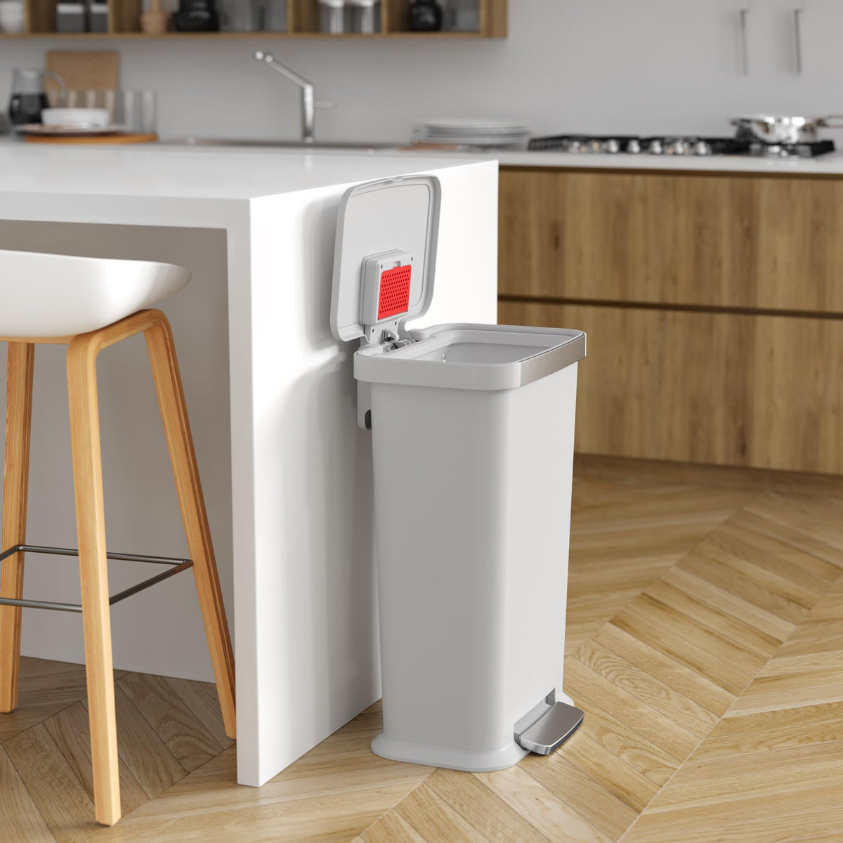 13.2 Gal Step Pedal Kitchen Trash Can with Odor Filter H4065