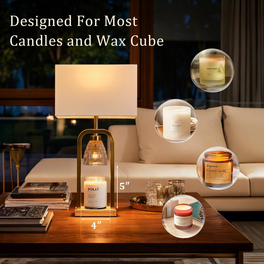 2 in 1 Gold Table Lamp with Candle Warmer H2261