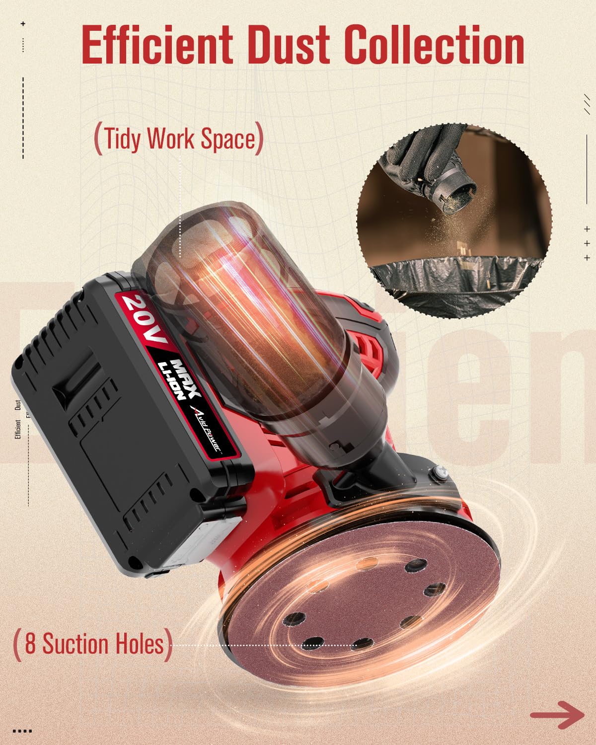 20V Cordless Random Orbital Sander 5” S155672