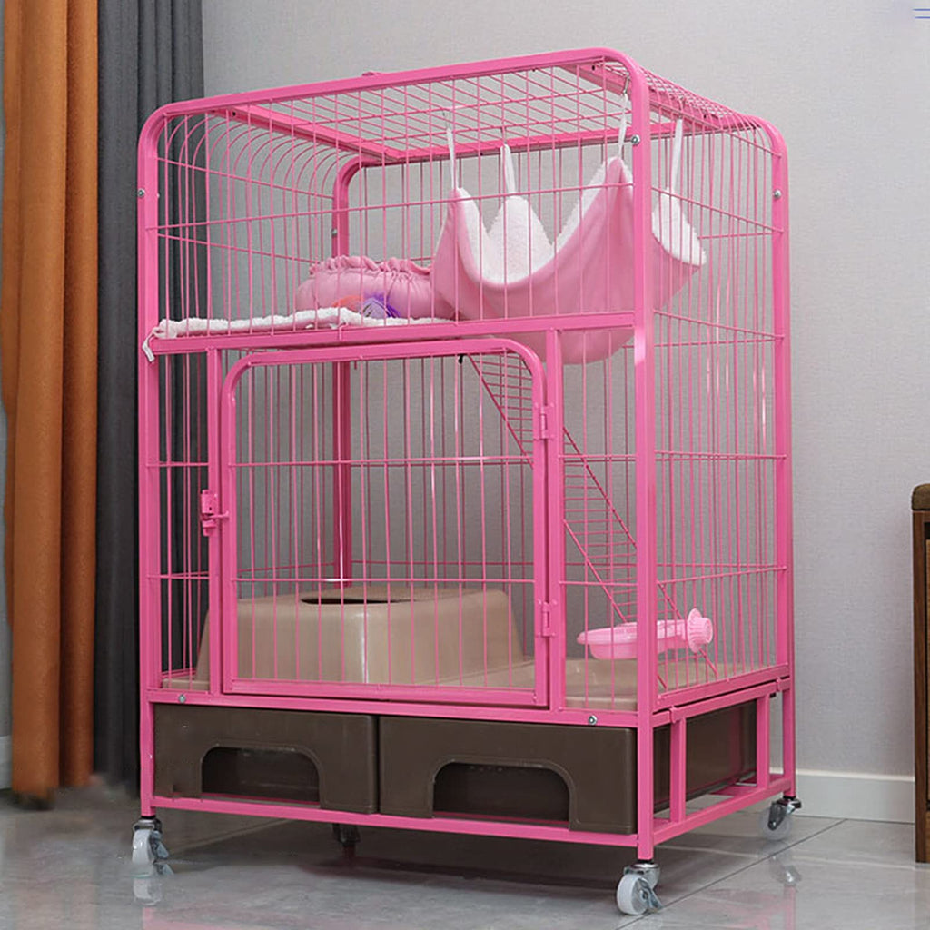 Heavy Duty Metal Cat Cage Dog Crate with Four Wheels Y50680