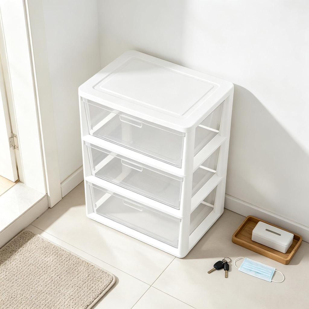 White 3-Drawer Plastic Rolling Storage Cart O900633
