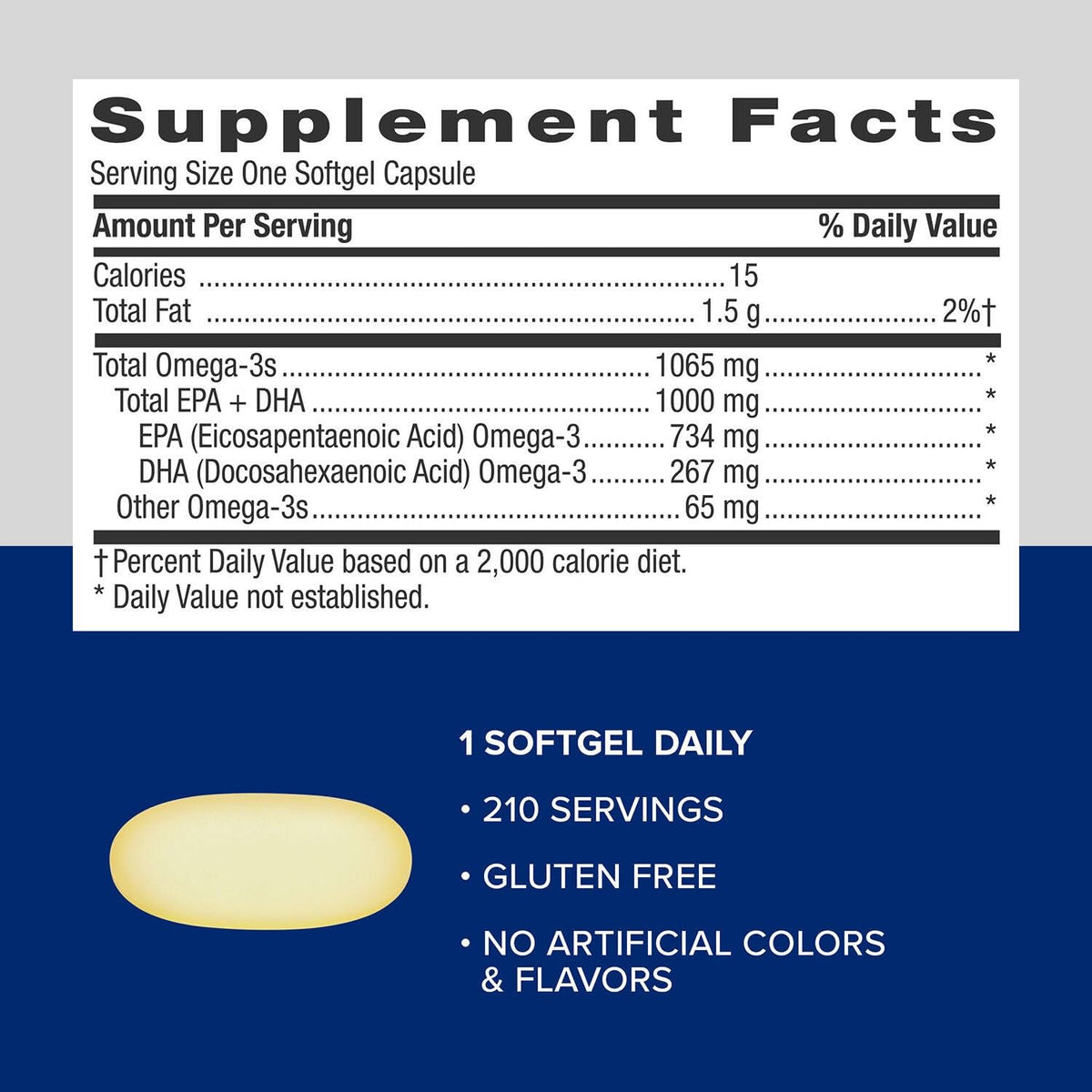 Fish Oil 1000mg EPA & DHA 210 Softgels J731014