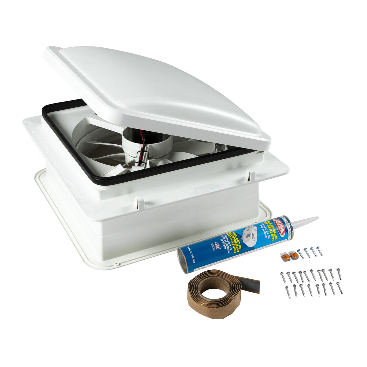 14" RV Rooftop Vent Exhaust Fan with Lid, White P72480