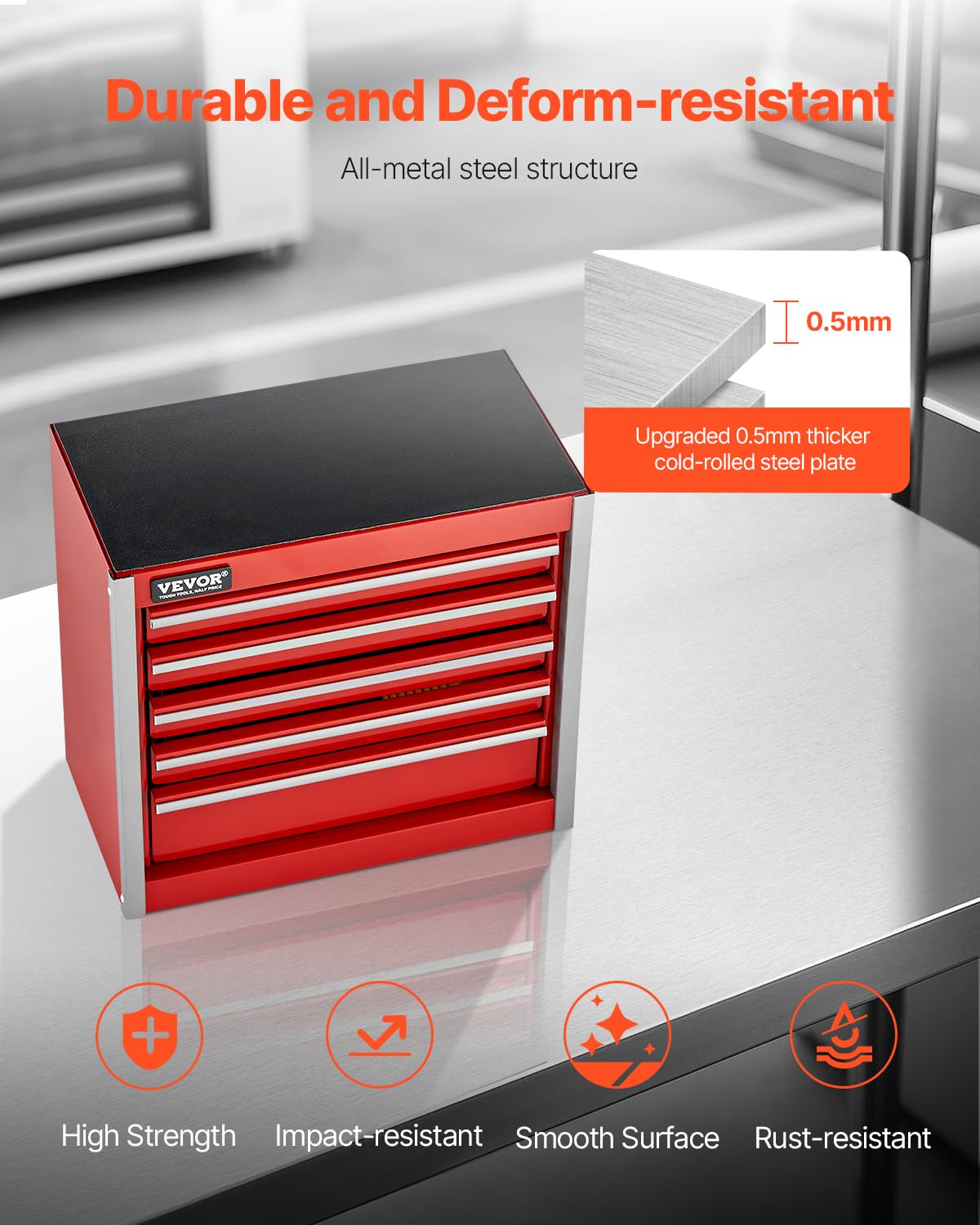8.6-inch Portable Metal Tool Box with 5 Drawers H970