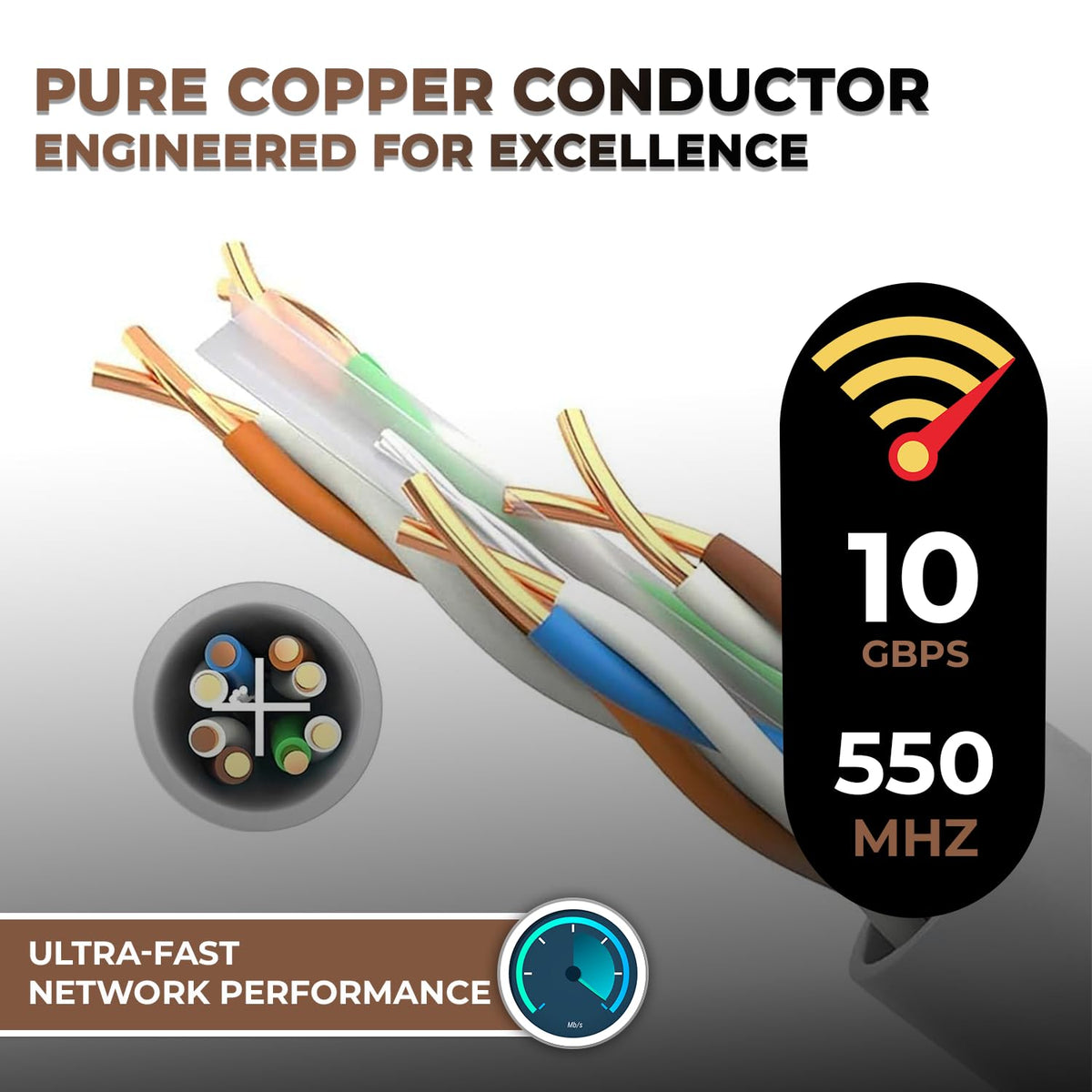 Cat6 Plenum 1000ft 23AWG Solid Bare Copper UTP Bulk Ethernet Cable L865300