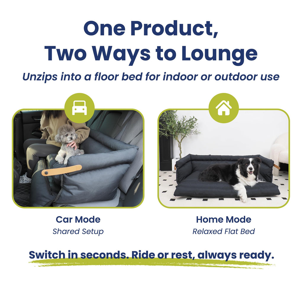 2-in-1 Pet Car Seat & Convertible Travel Dog Bed, XL, Black R767837