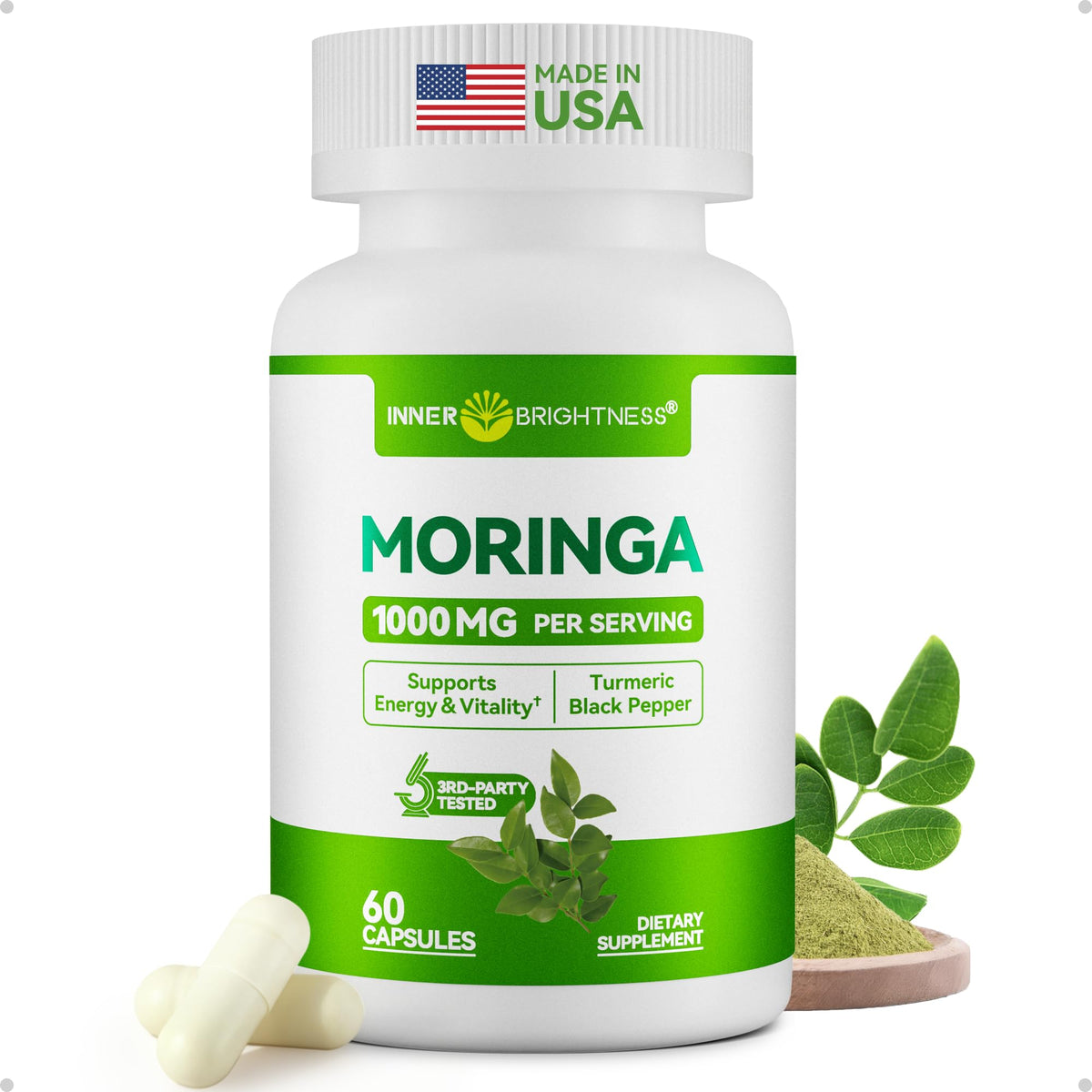 Moringa Capsules 1000mg 10:1 Moringa Leaf Extract 60 Count I32480